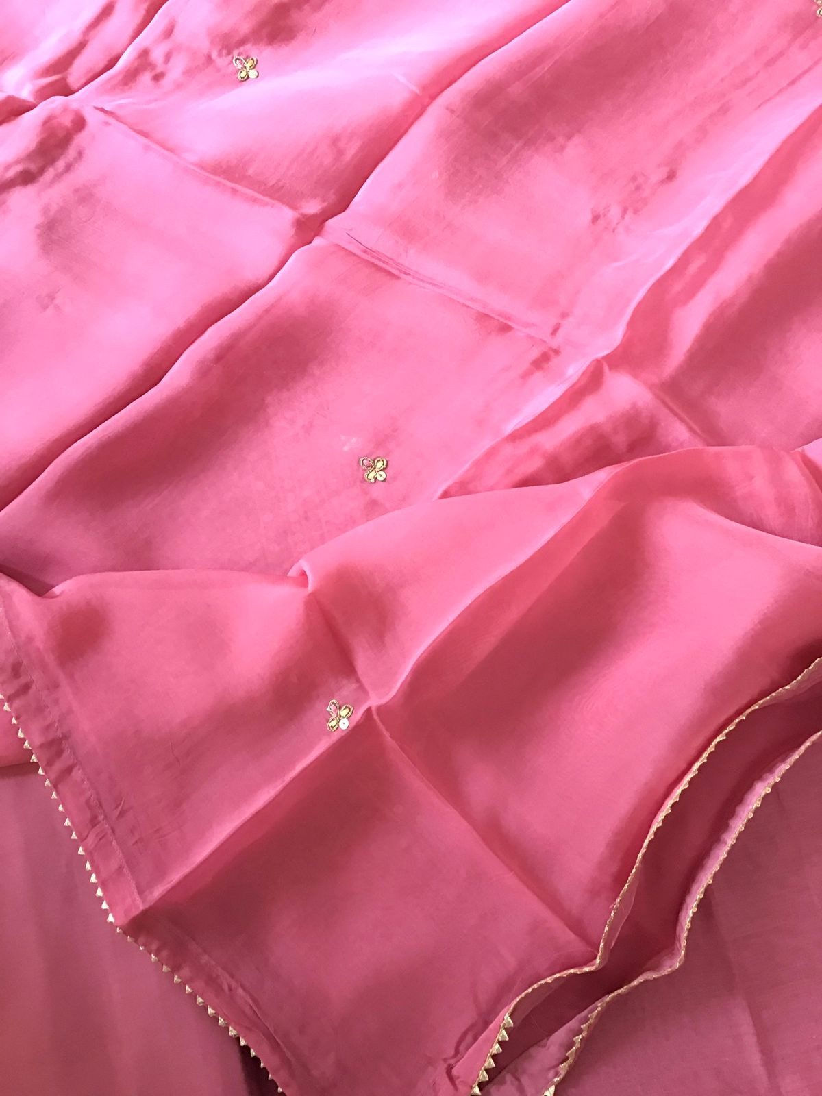 Soft Chanderi Embroidered Suit - Pink