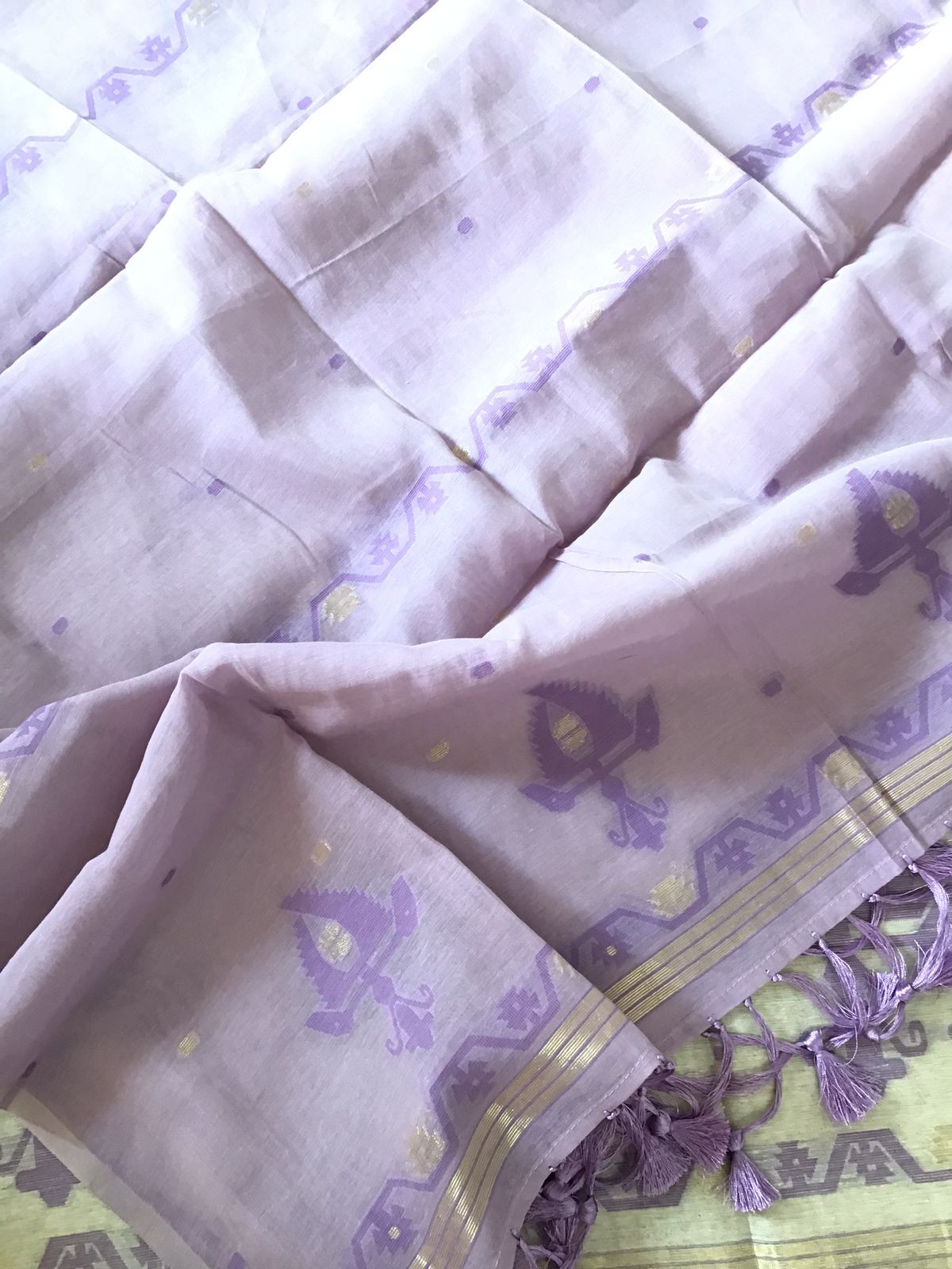 Soft Slub Chanderi Jamdani Weaved Embroidered Suit - Beige