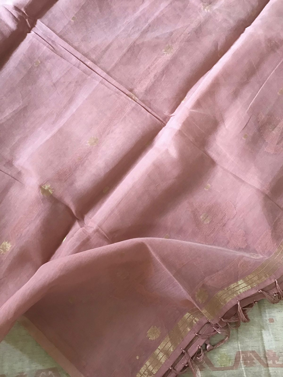 Soft Slub Chanderi Jamdani Weaved Embroidered Suit - Beige