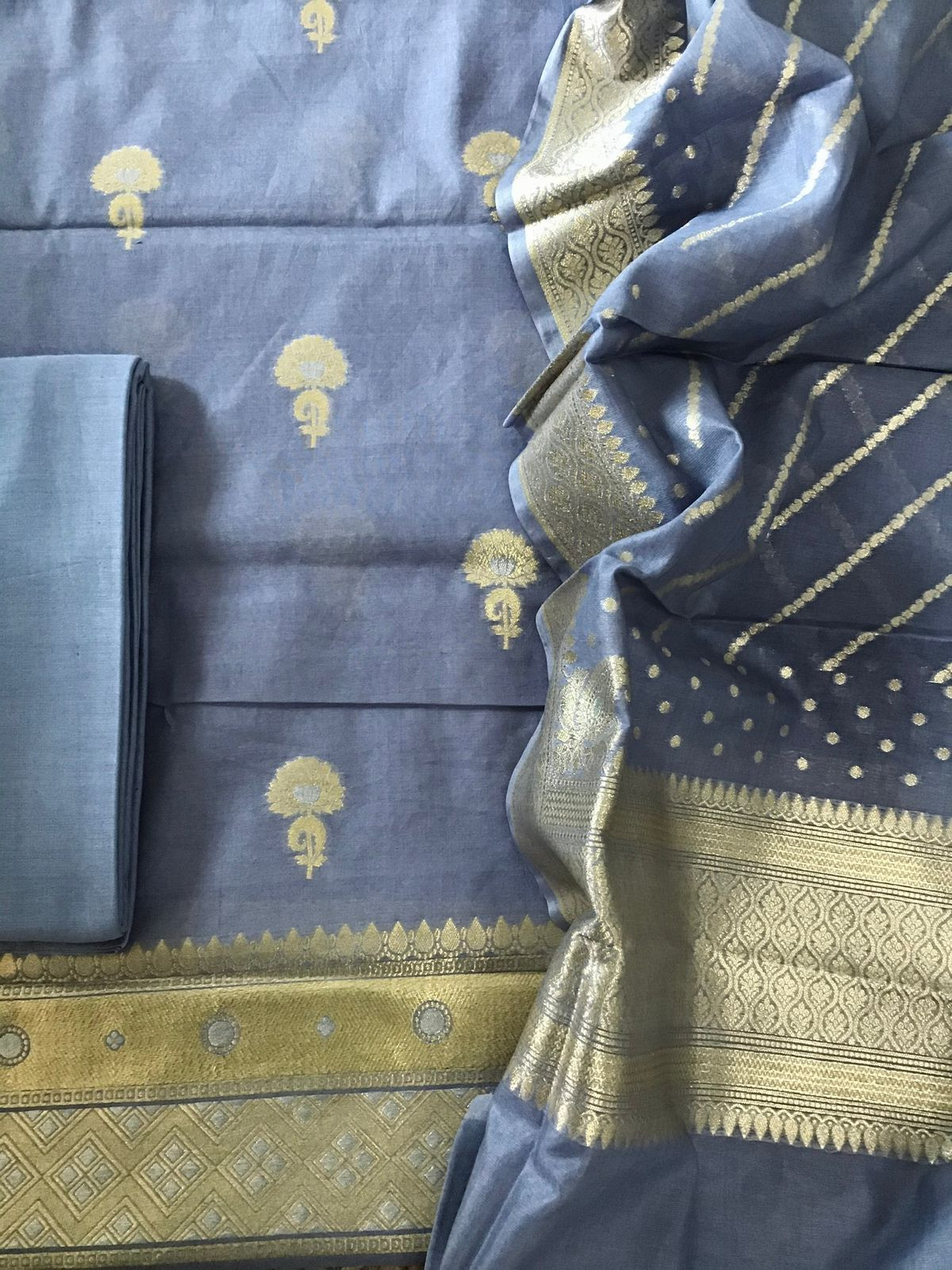 Pure Fine Chanderi Banarasi Weaved Suit - Lilac