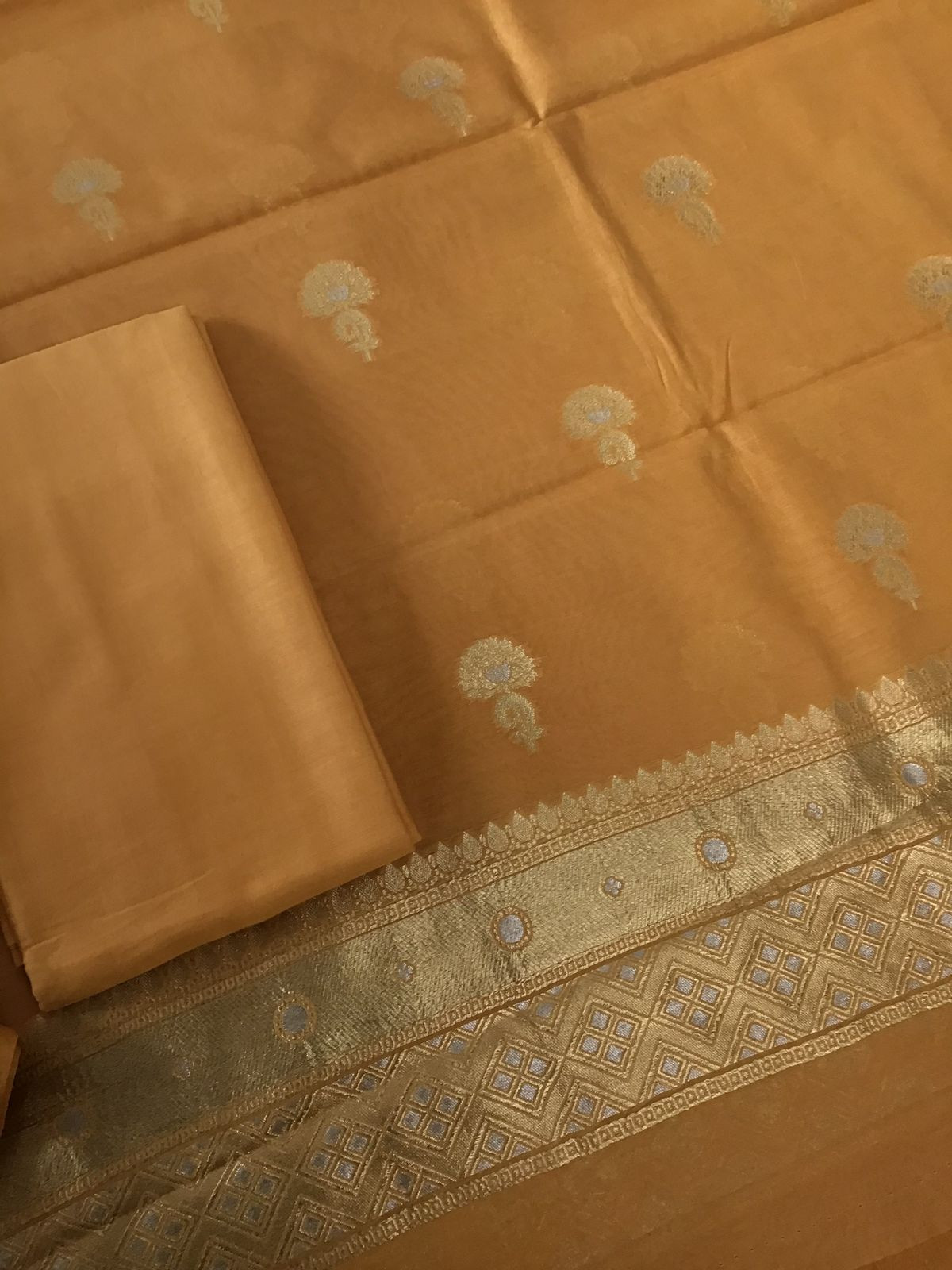 Pure Fine Chanderi Banarasi Weaved Suit - Mustard Yellow