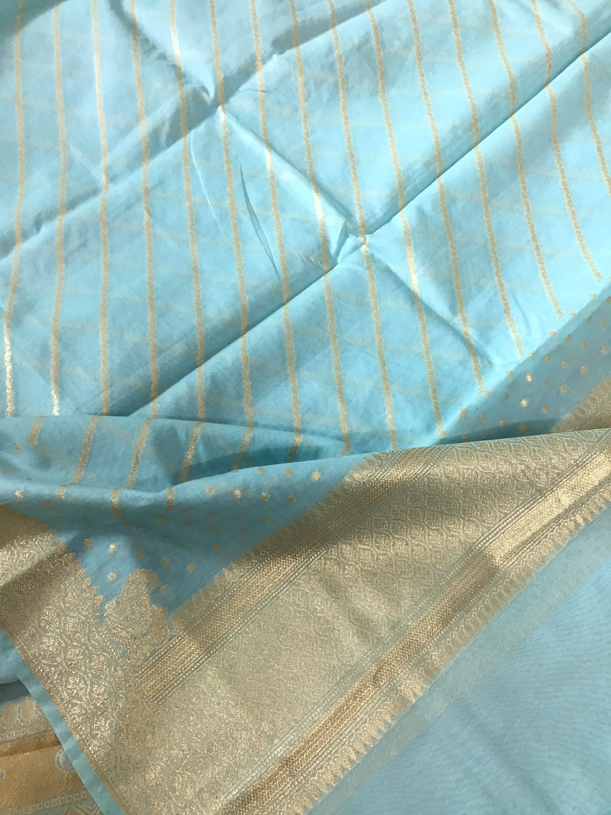 Pure Fine Chanderi Banarasi Weaved Suit - Blue