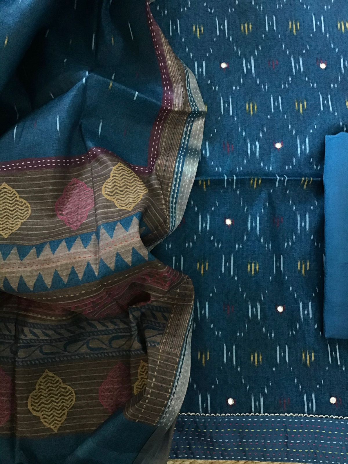 Soft Upada Silk Printed Embroidered Suit - Blue