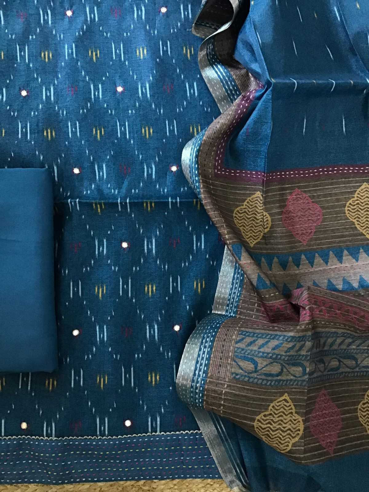 Soft Upada Silk Printed Embroidered Suit - Blue