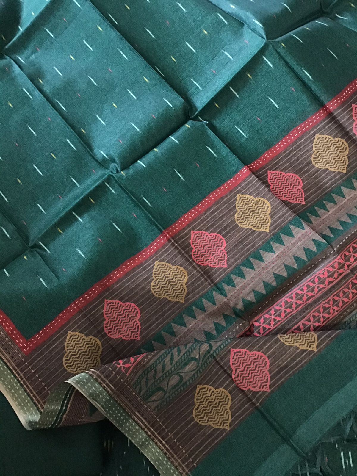 Soft Upada Silk Printed Embroidered Suit - Green