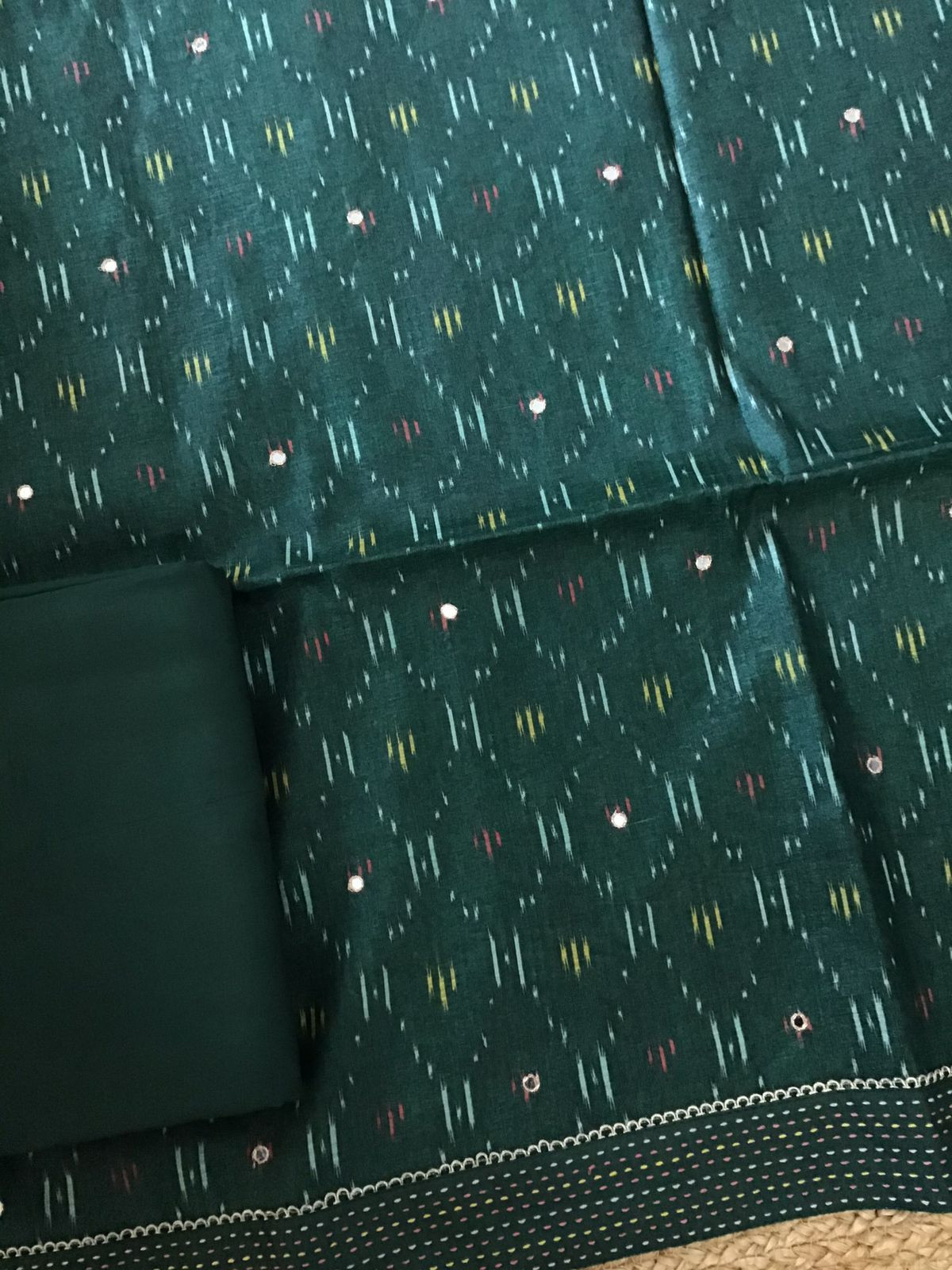 Soft Upada Silk Printed Embroidered Suit - Green