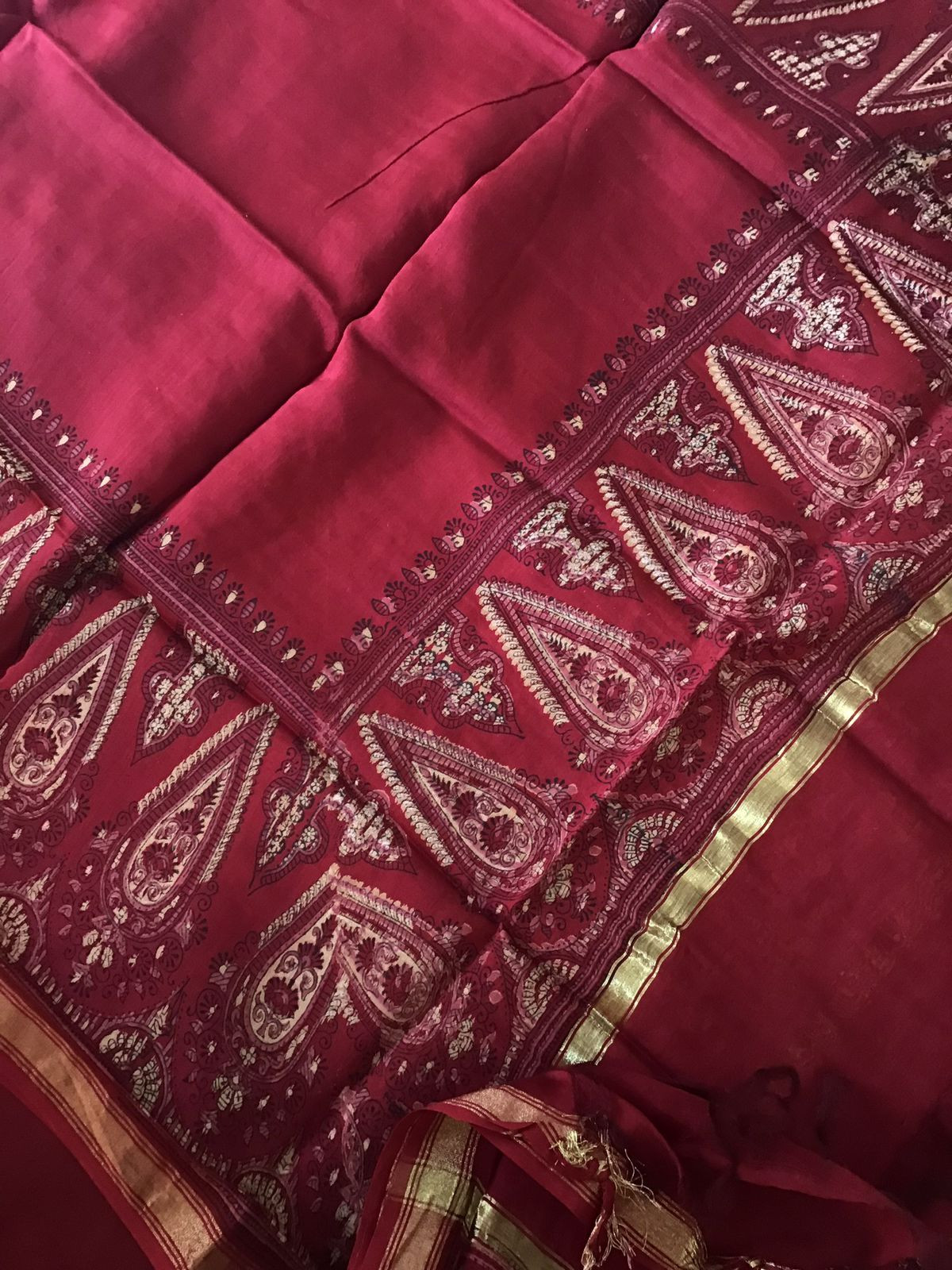 Pure Cotton Printed Embroidered Suit - Maroon