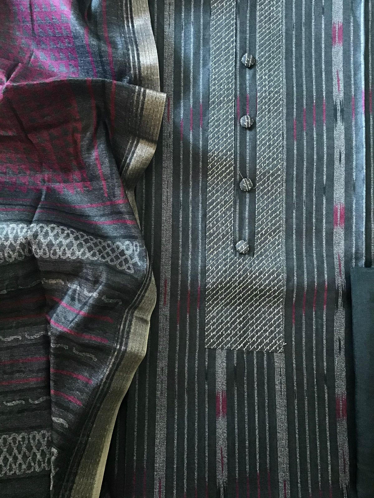 Soft Upada Silk Printed Suit - Grey