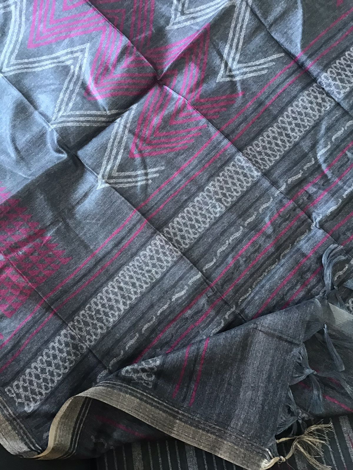 Soft Upada Silk Printed Suit - Grey