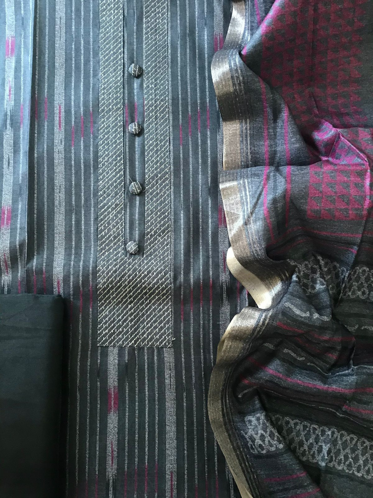 Soft Upada Silk Printed Suit - Grey