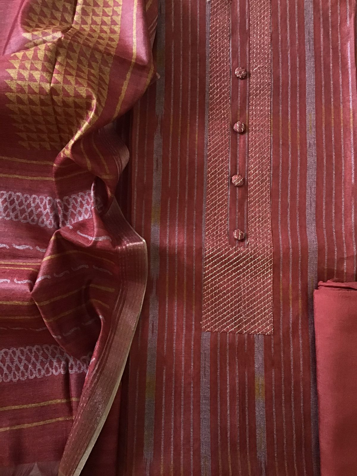 Soft Upada Silk Printed Suit - Maroon