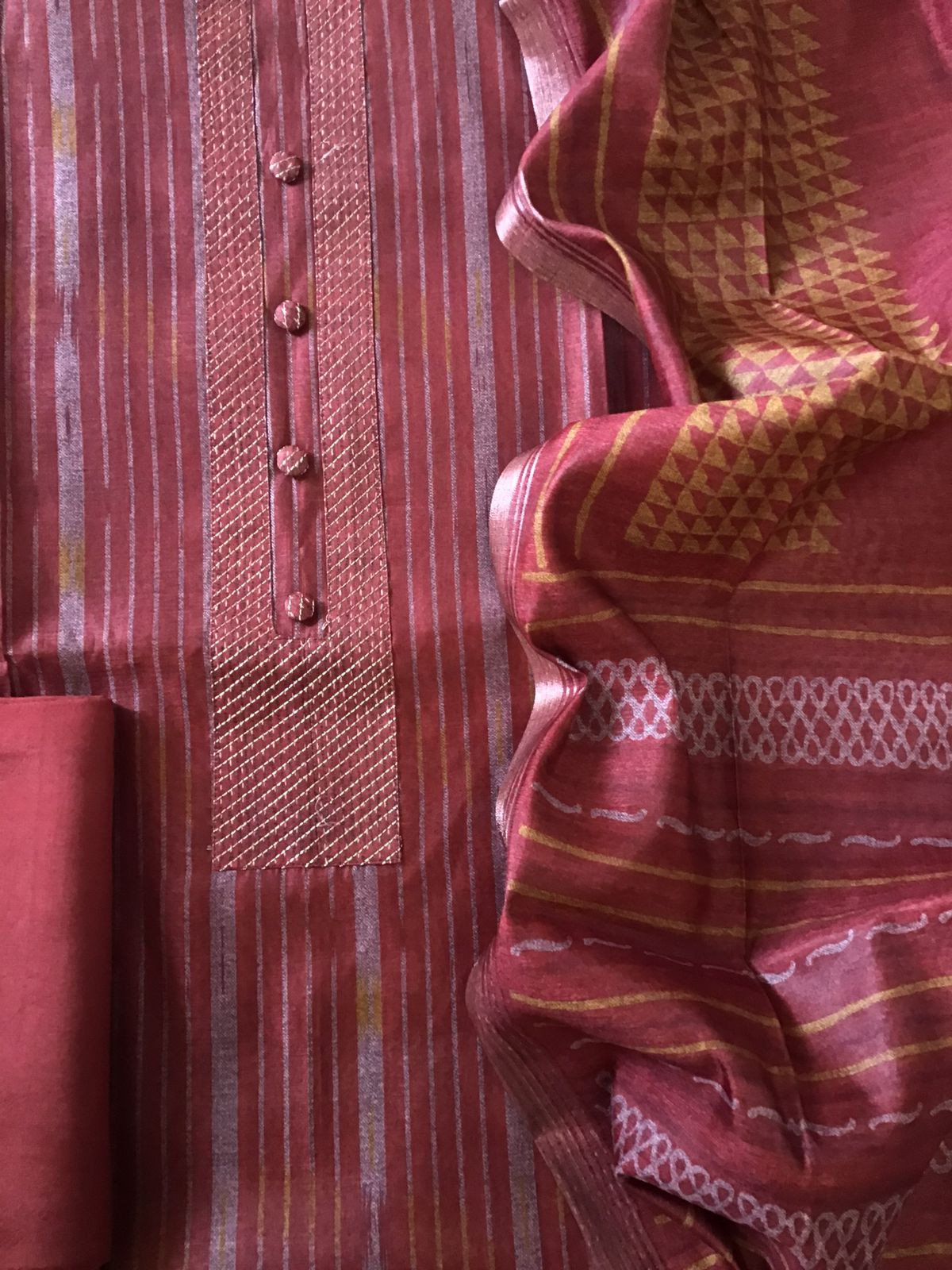 Soft Upada Silk Printed Suit - Maroon