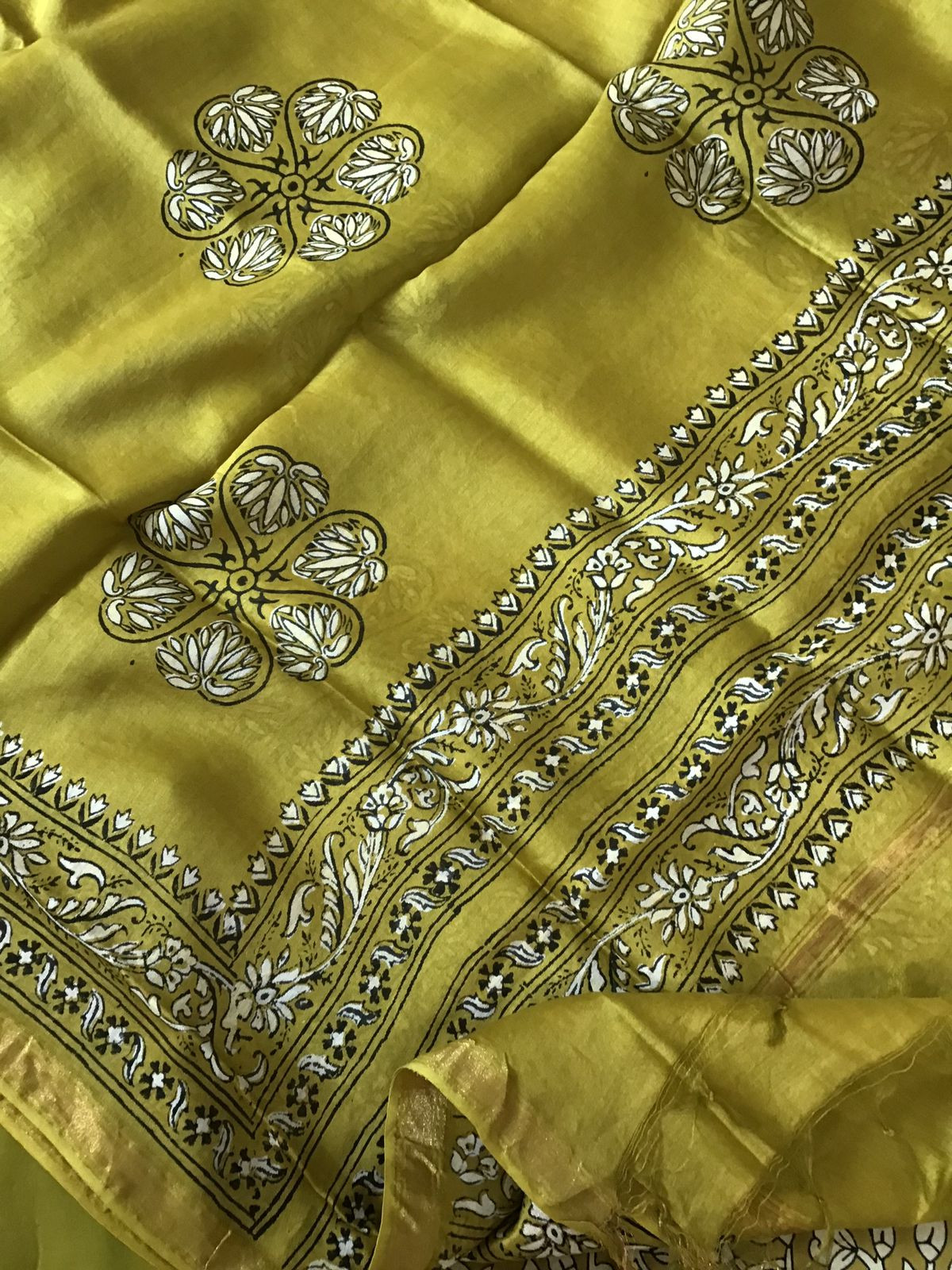 Pure Cotton Printed Embroidered Suit - Yellow