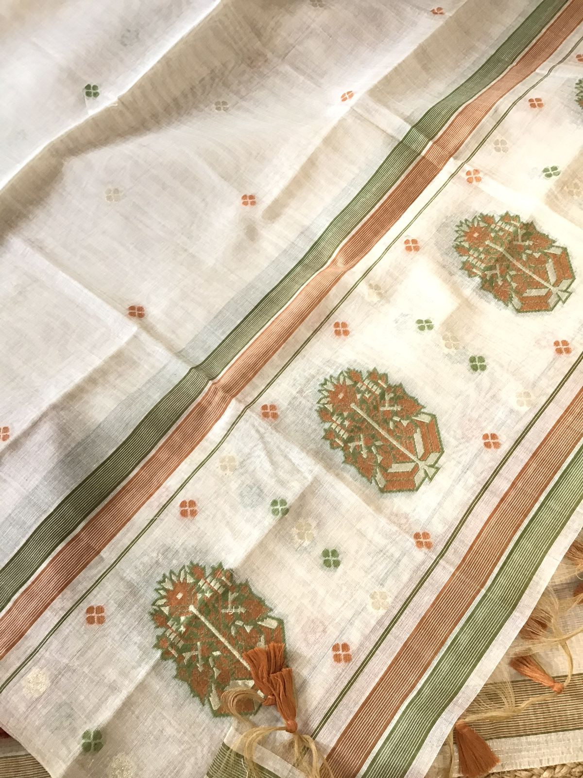 Soft Slub Chanderi Jamdani Weaved Suit - Beige