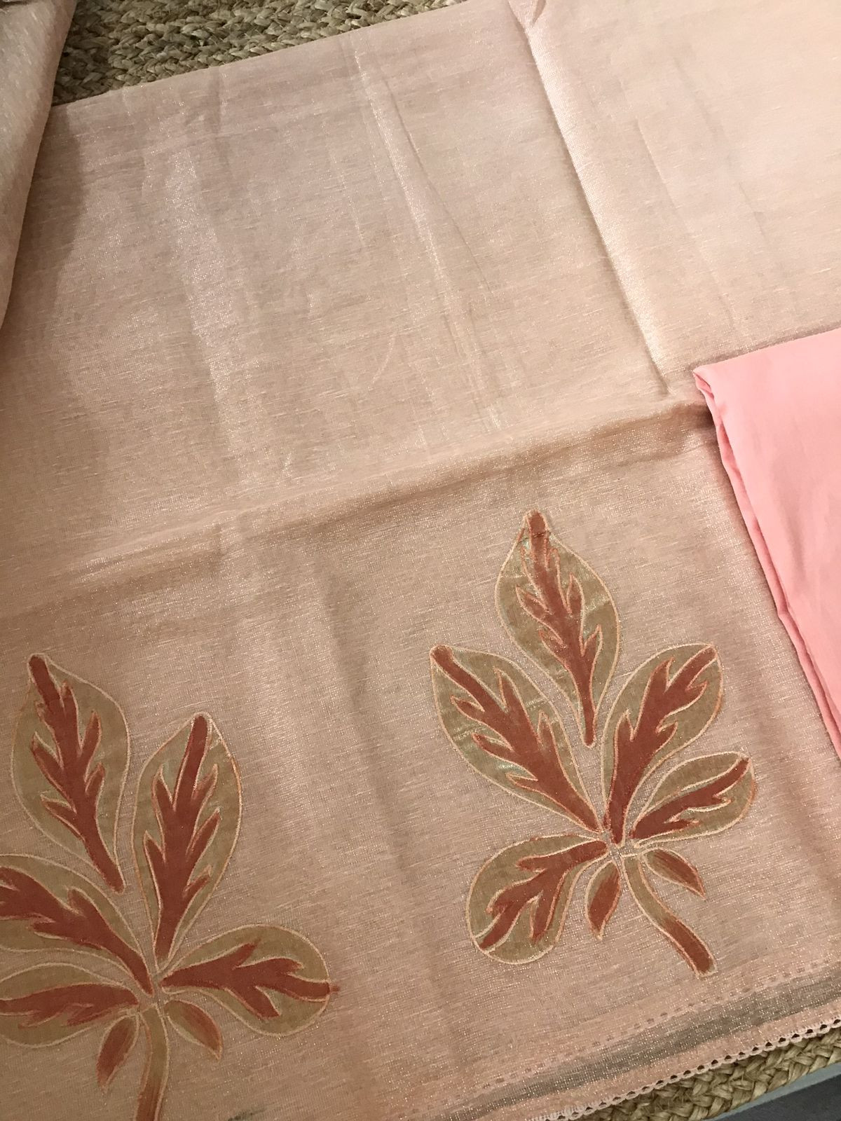 Soft Tissue Chanderi Embroidered Suit - Peach