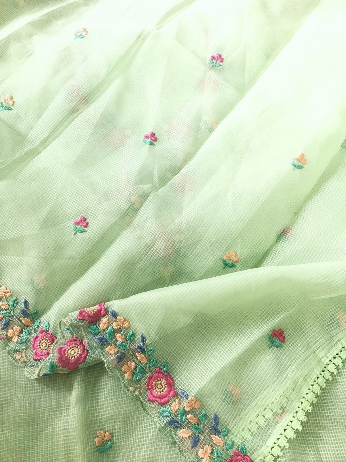 Soft Kota Organza Embroidered Suit - Green