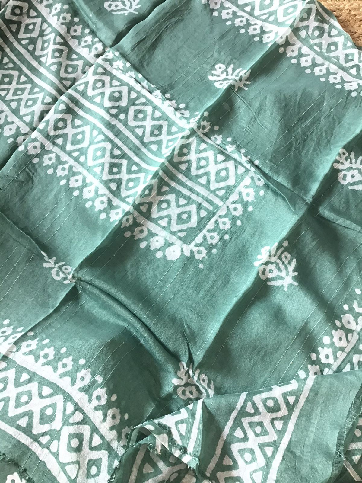 Pure Cotton Printed Embroidered Suit - Green