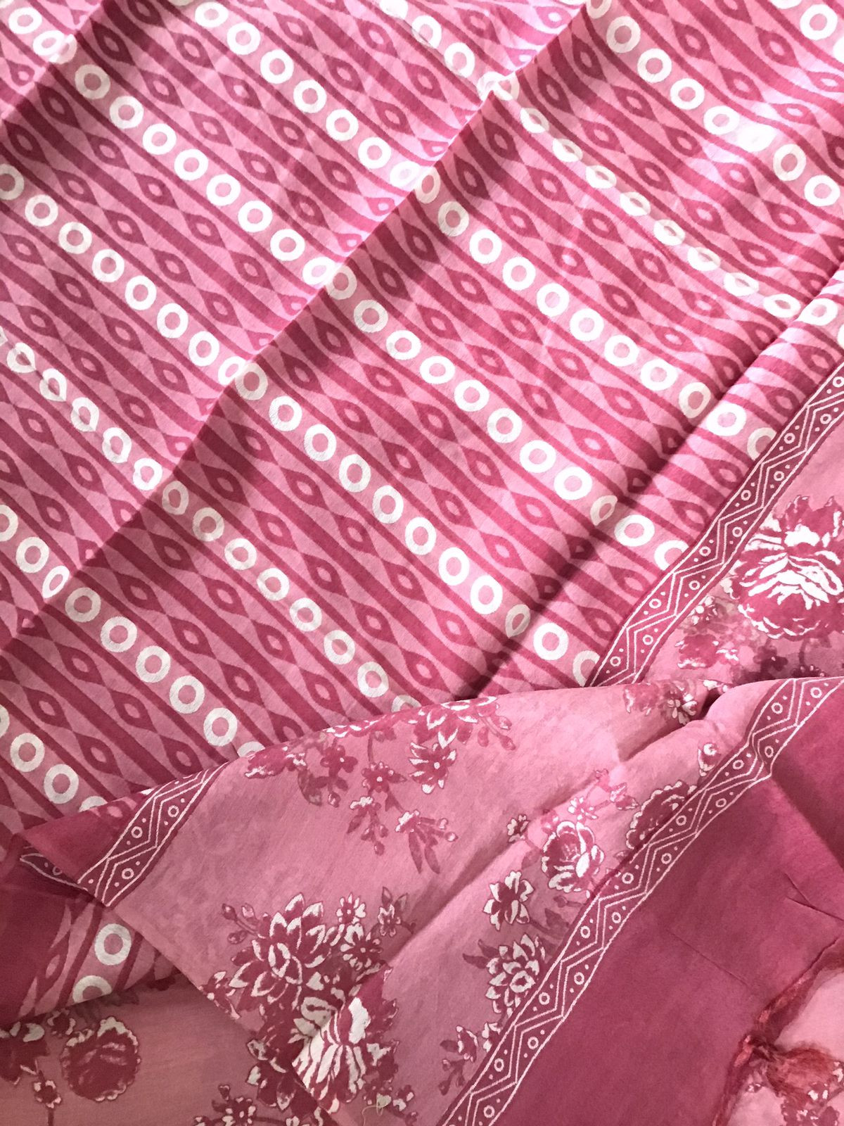 Soft Malai Chanderi Printed Suit - Pink
