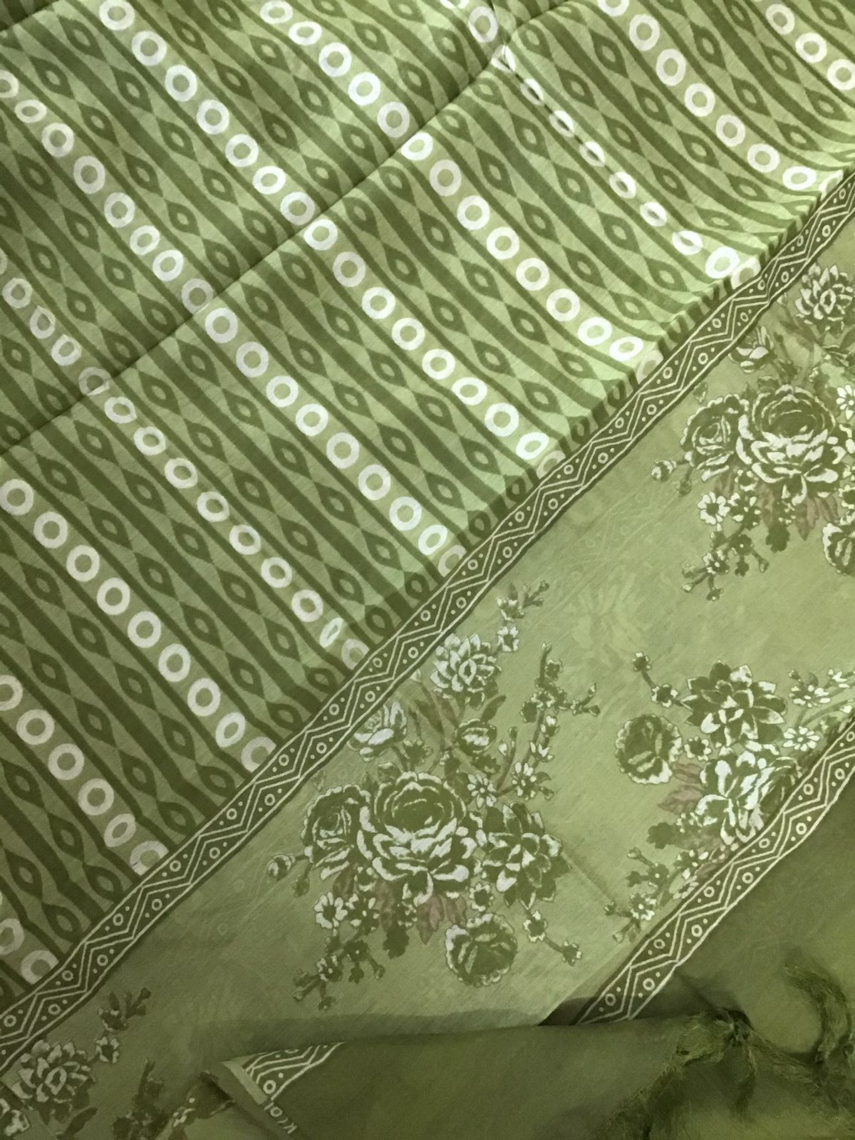 Soft Malai Chanderi Printed Suit - Green