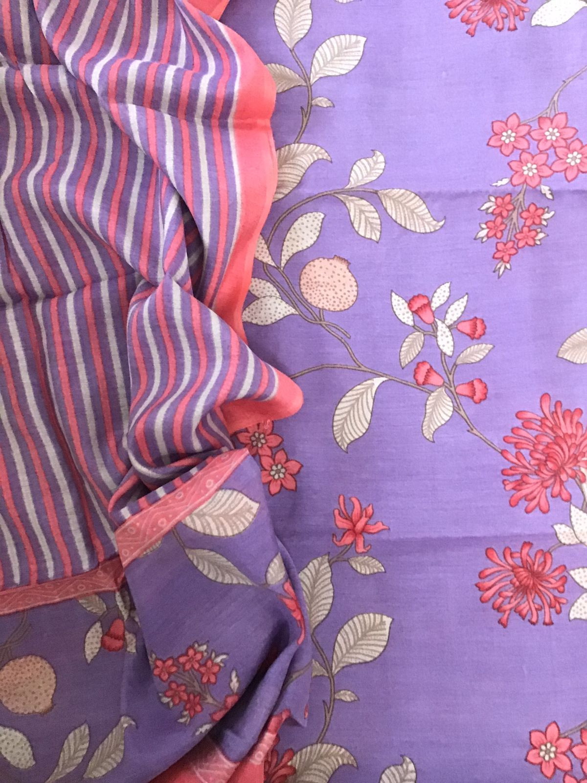 Soft Malai Chanderi Printed Suit - Purple