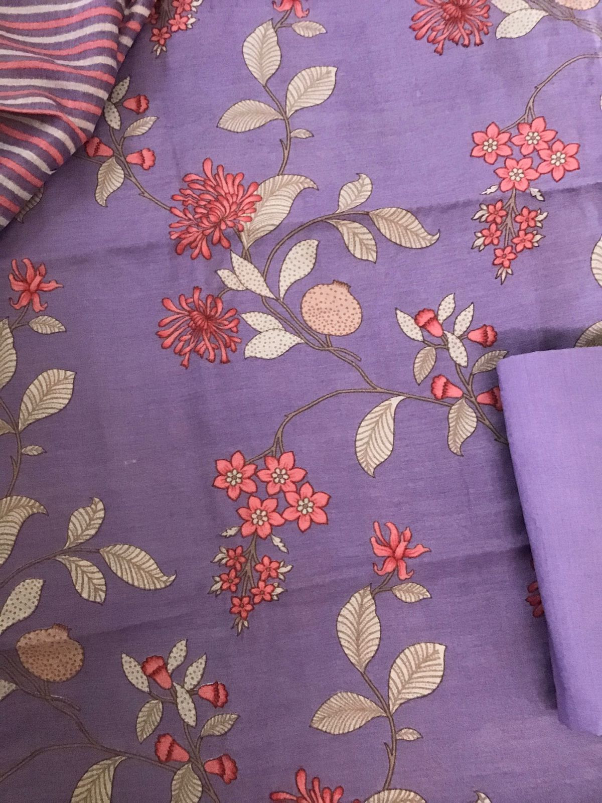Soft Malai Chanderi Printed Suit - Purple
