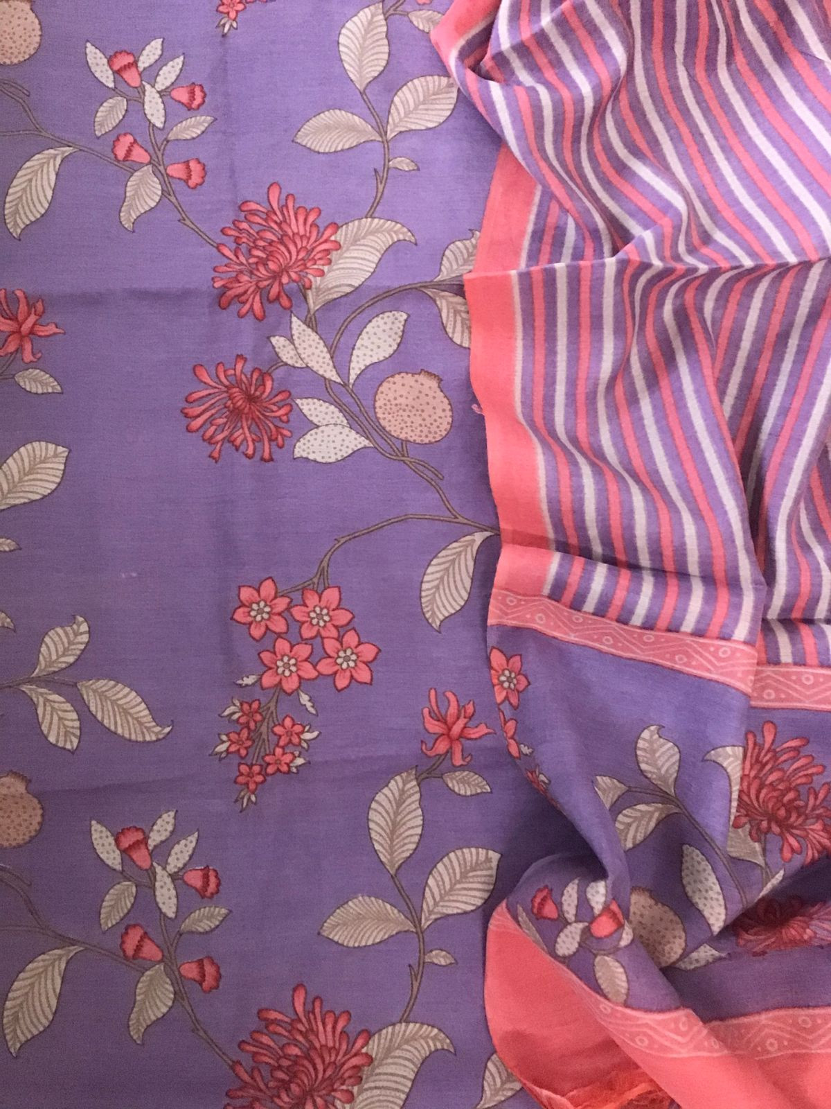 Soft Malai Chanderi Printed Suit - Purple