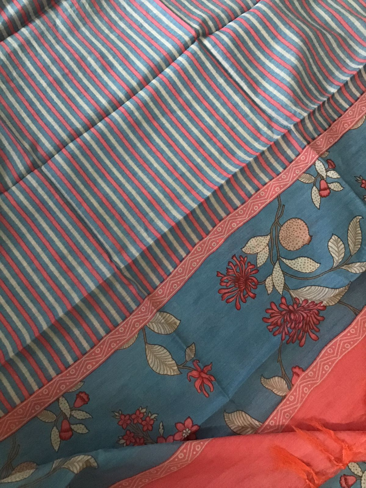 Soft Malai Chanderi Printed Suit - Grey