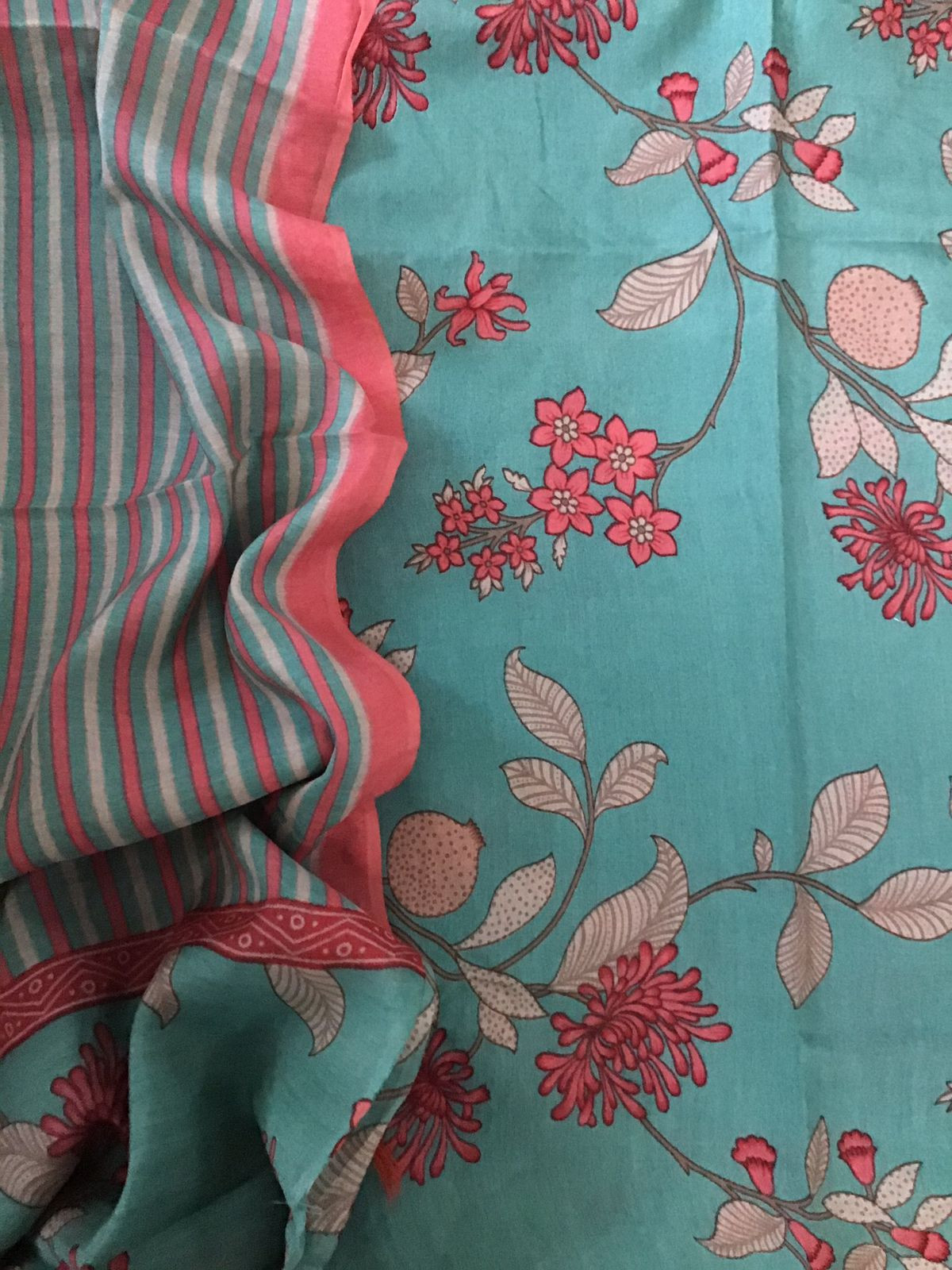 Soft Malai Chanderi Printed Suit - Green