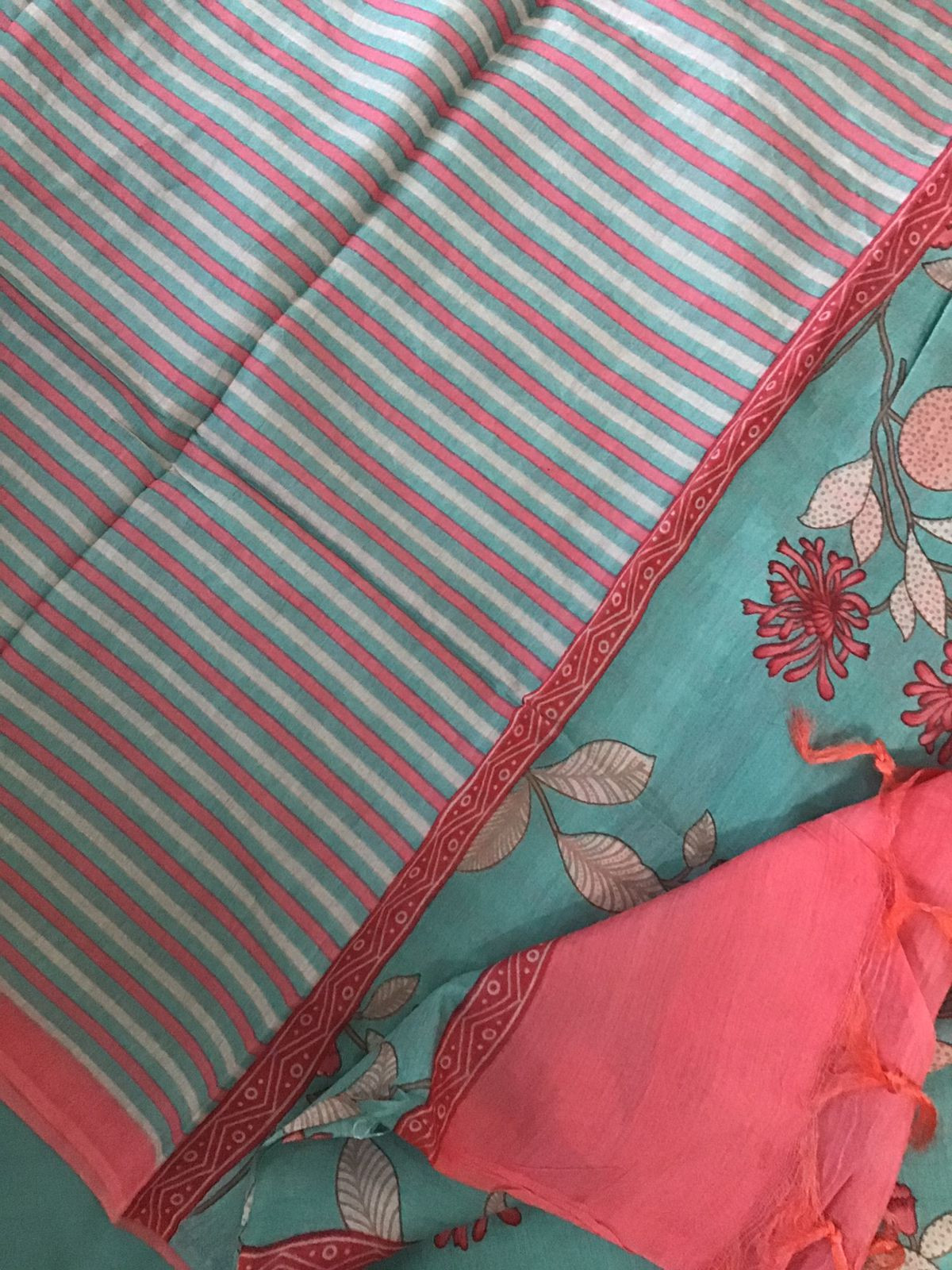 Soft Malai Chanderi Printed Suit - Green