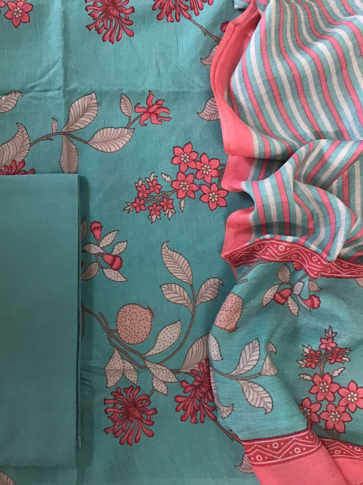 Soft Malai Chanderi Printed Suit - Green