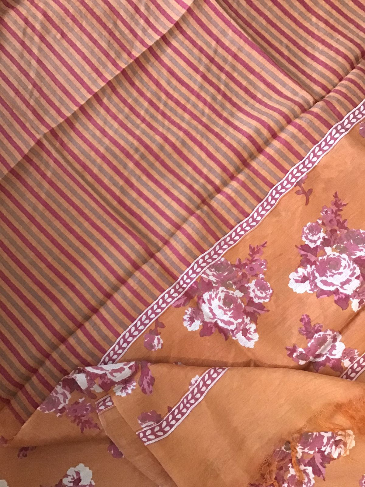 Soft Malai Chanderi Printed Suit - Orange