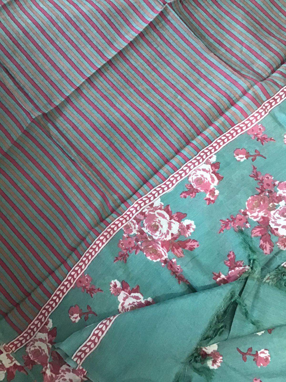 Soft Malai Chanderi Printed Suit - Green