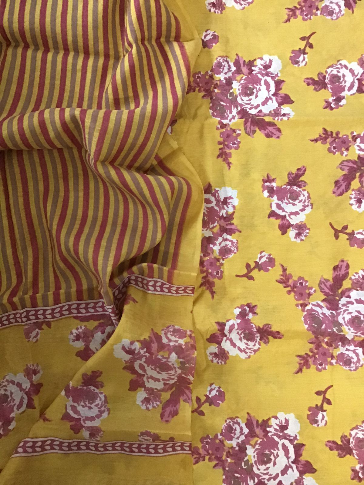 Soft Malai Chanderi Printed Suit - Yellow