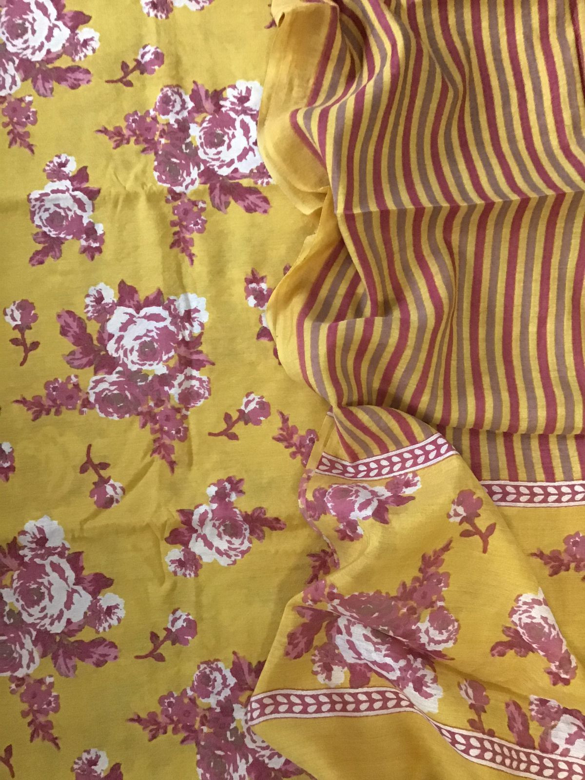 Soft Malai Chanderi Printed Suit - Yellow