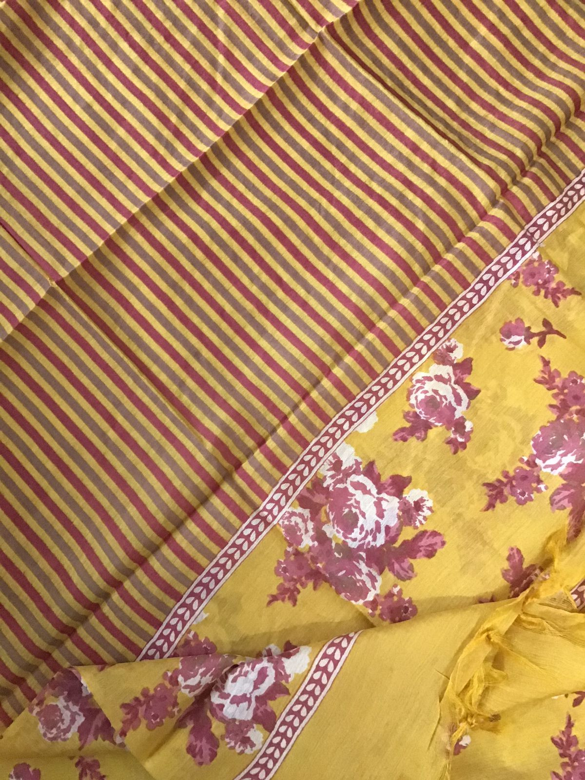 Soft Malai Chanderi Printed Suit - Yellow
