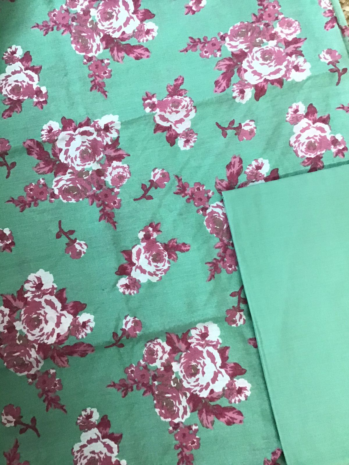 Soft Malai Chanderi Printed Suit - Green