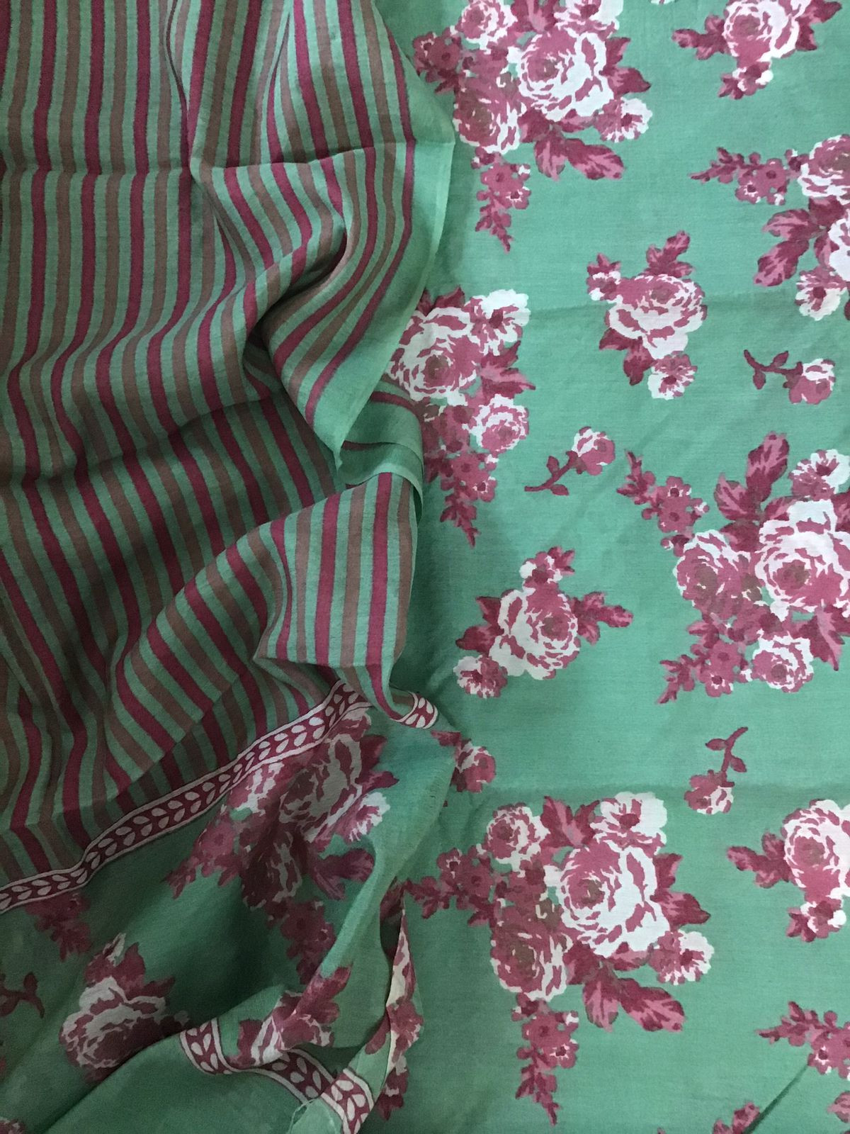 Soft Malai Chanderi Printed Suit - Green