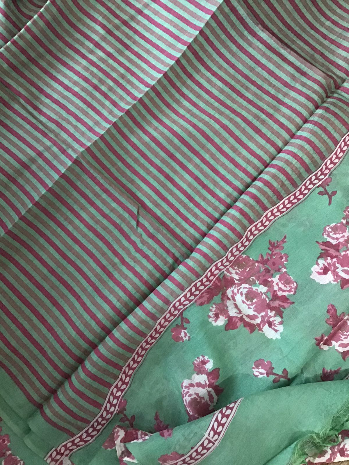 Soft Malai Chanderi Printed Suit - Green