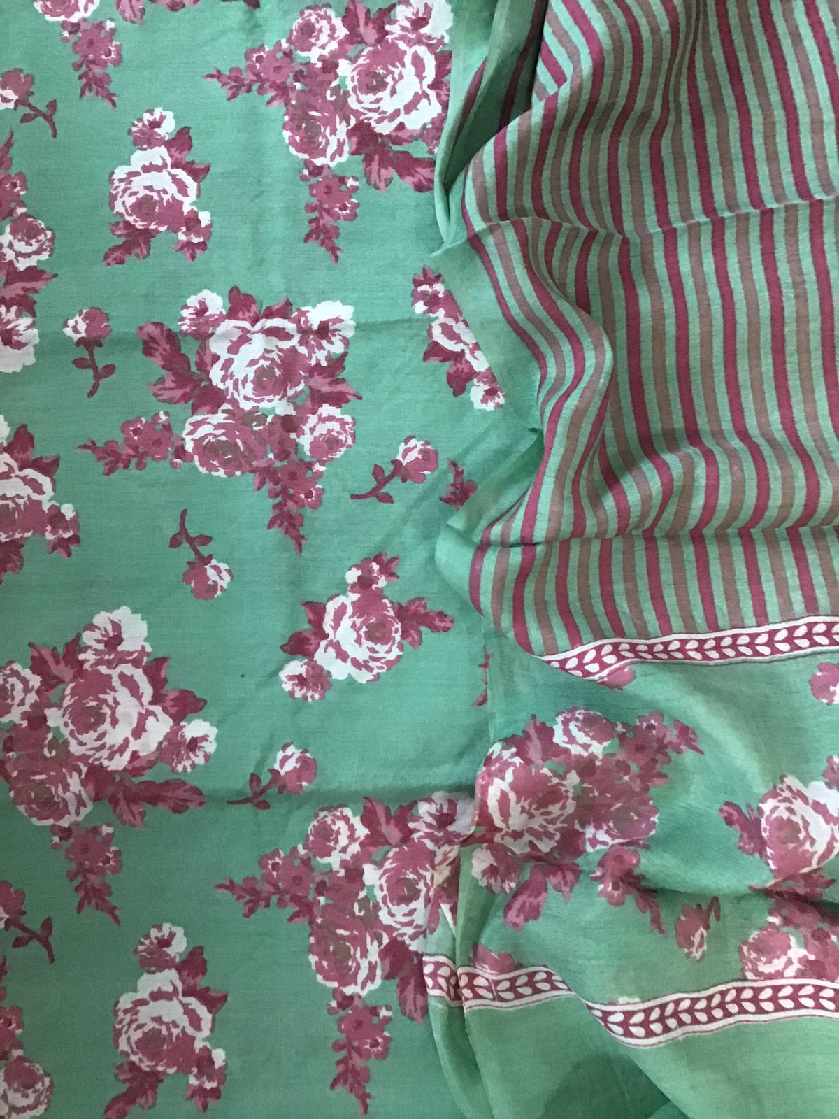 Soft Malai Chanderi Printed Suit - Green