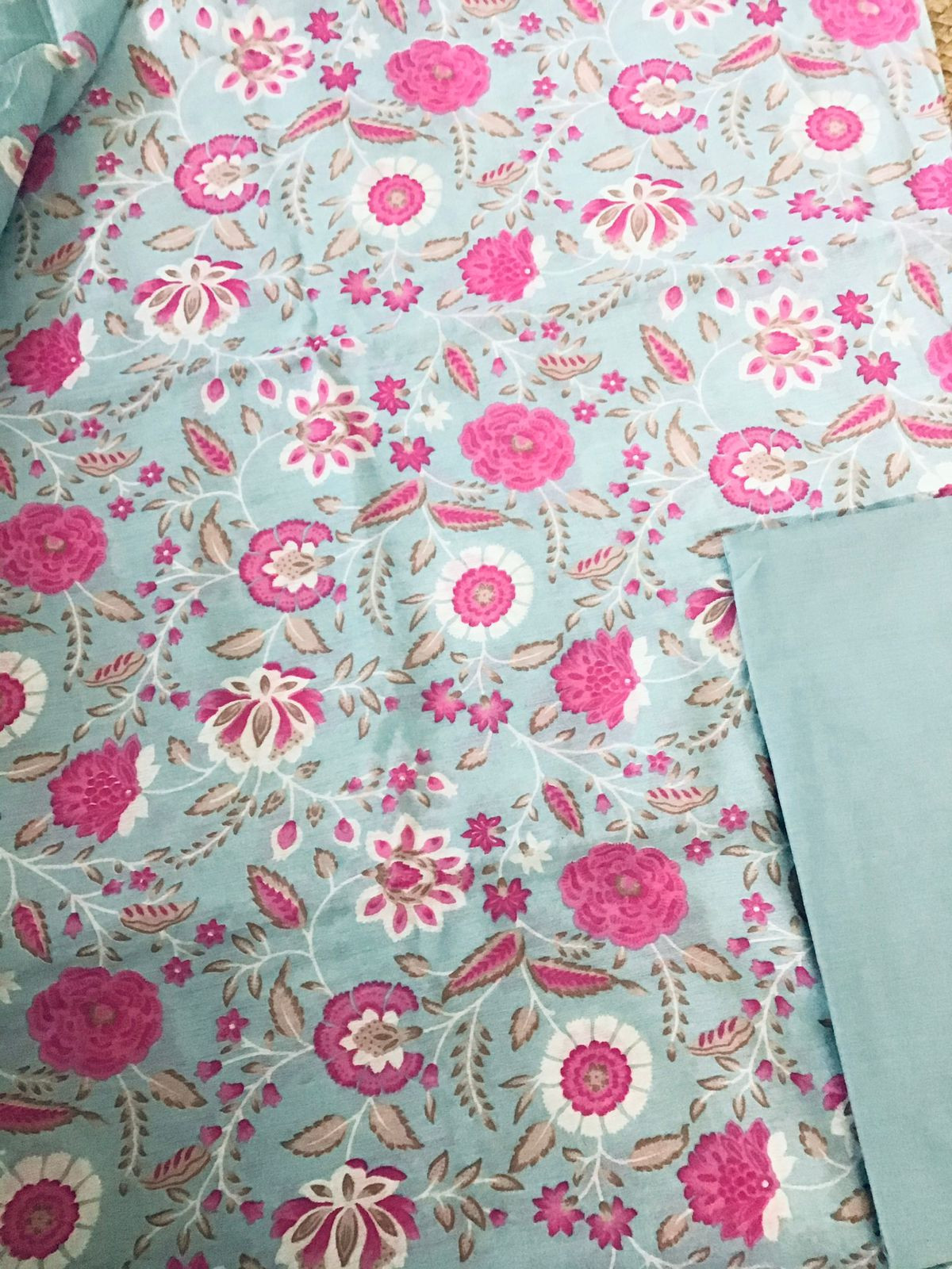 Soft Malai Chanderi Printed Suit - Blue