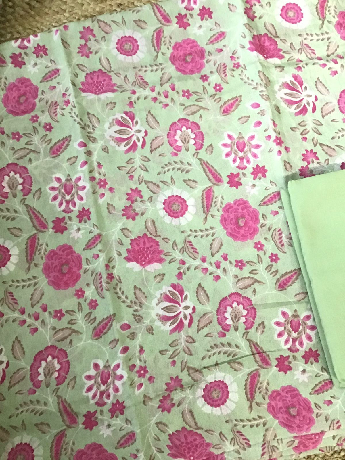 Soft Malai Chanderi Printed Suit - Green