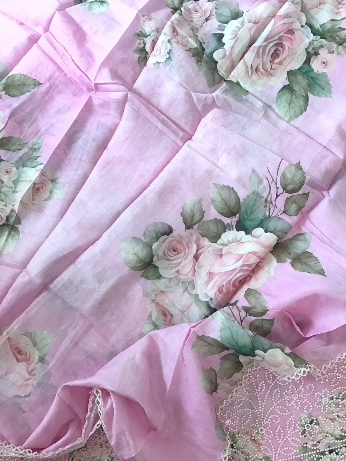 Pure Cotton Printed Embroidered Suit - Pink