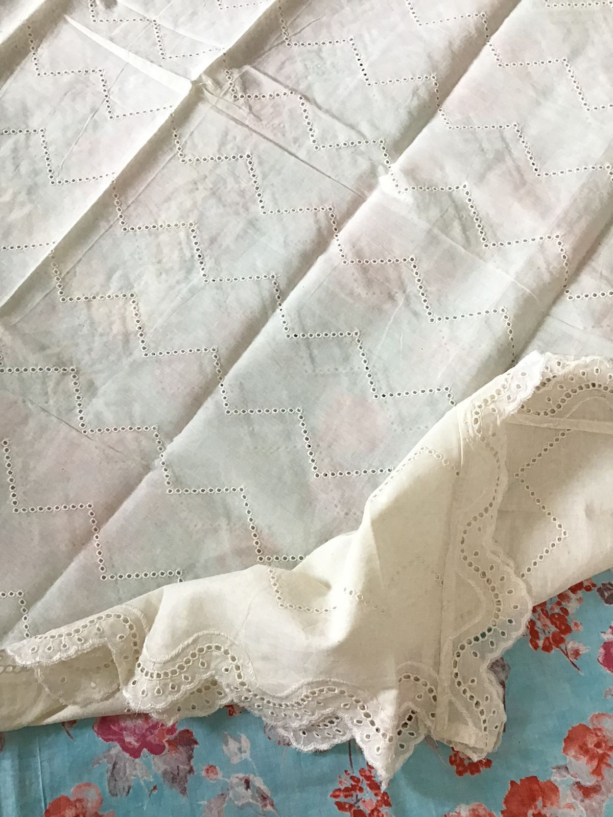 Pure Cotton Printed Embroidered Suit - Blue