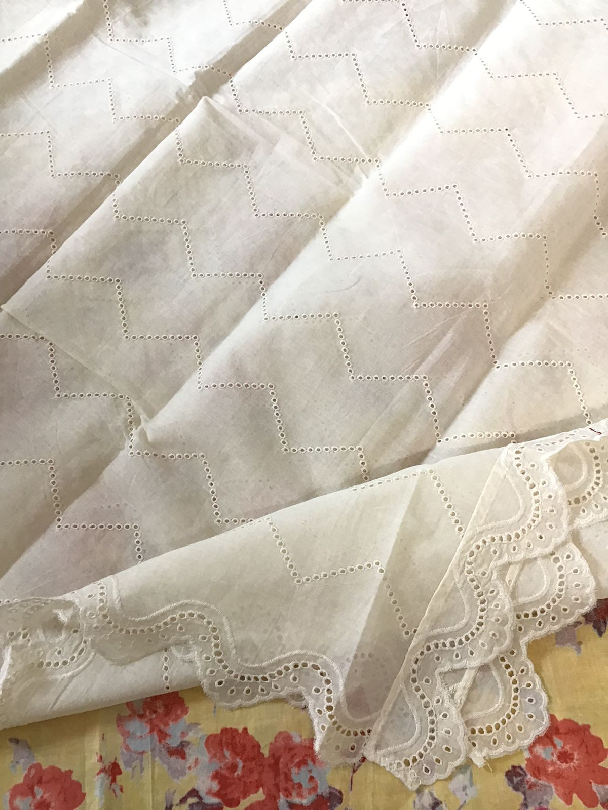 Pure Cotton Printed Embroidered Suit - Yellow