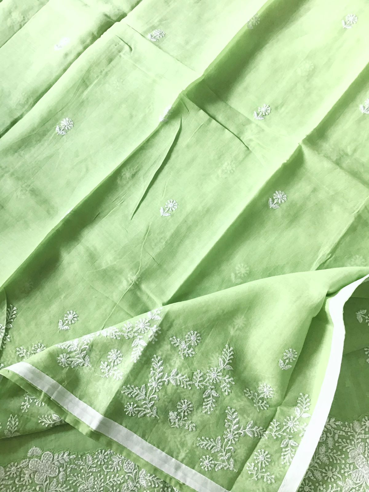 Pure Cotton Embroidered Suit - Green