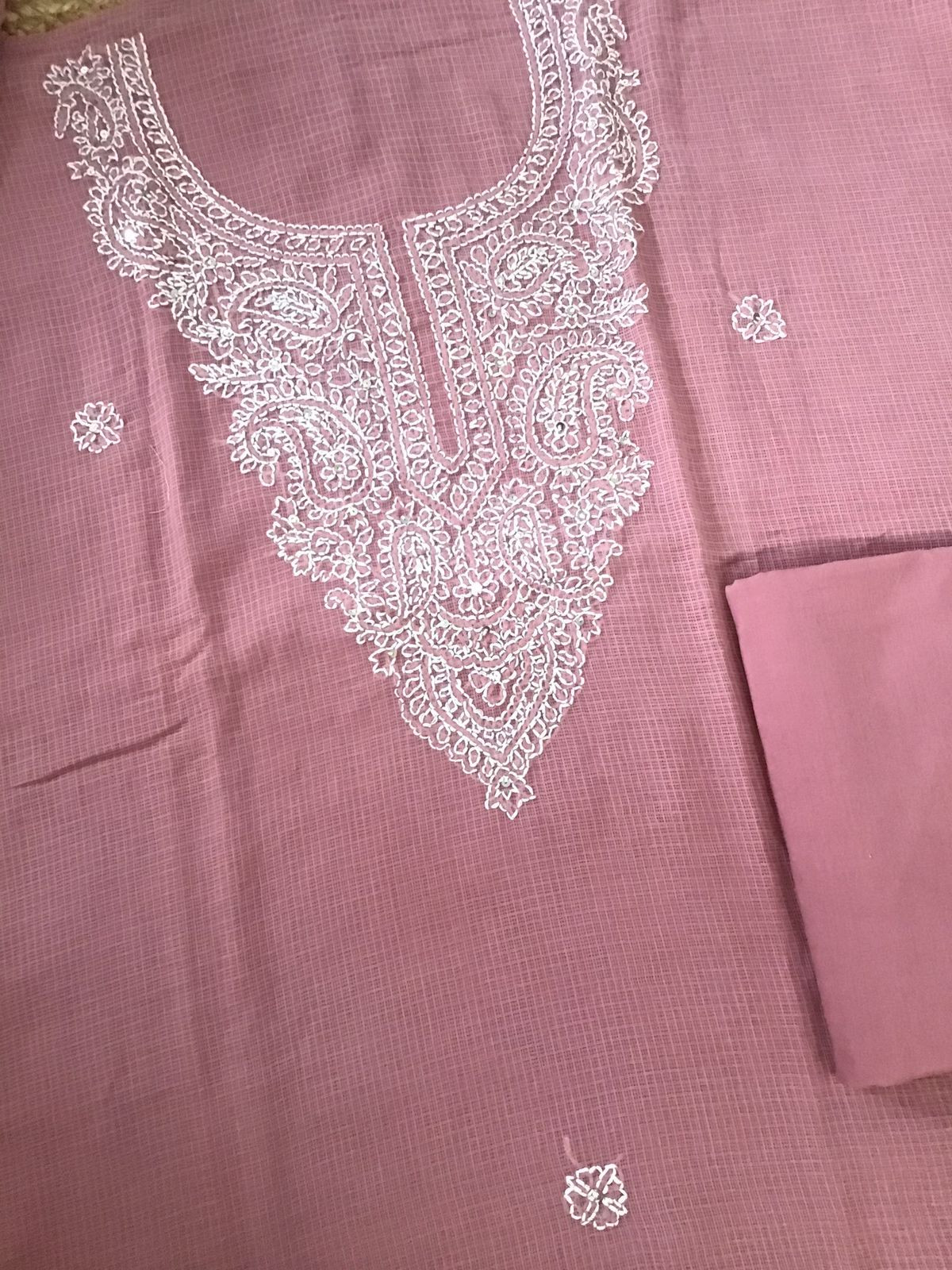 Pure Kota Cotton Embroidered Suit - Pink