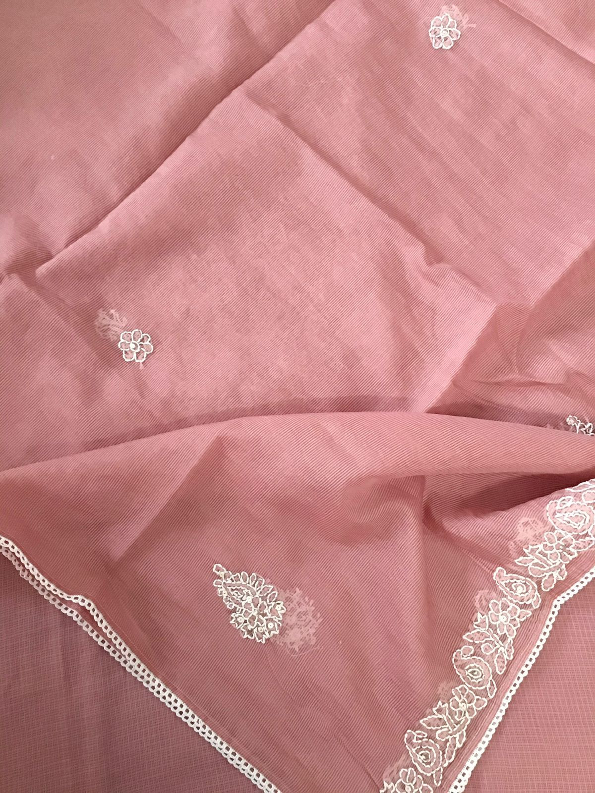 Pure Kota Cotton Embroidered Suit - Pink