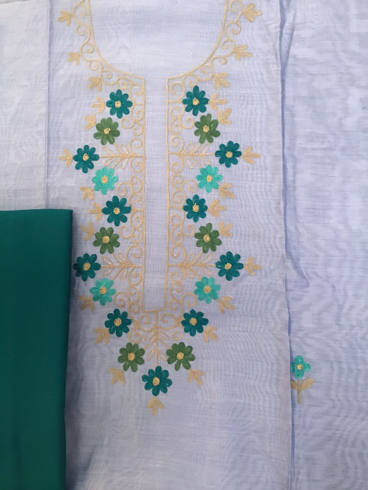 Soft Chanderi Embroidered Suit - Blue