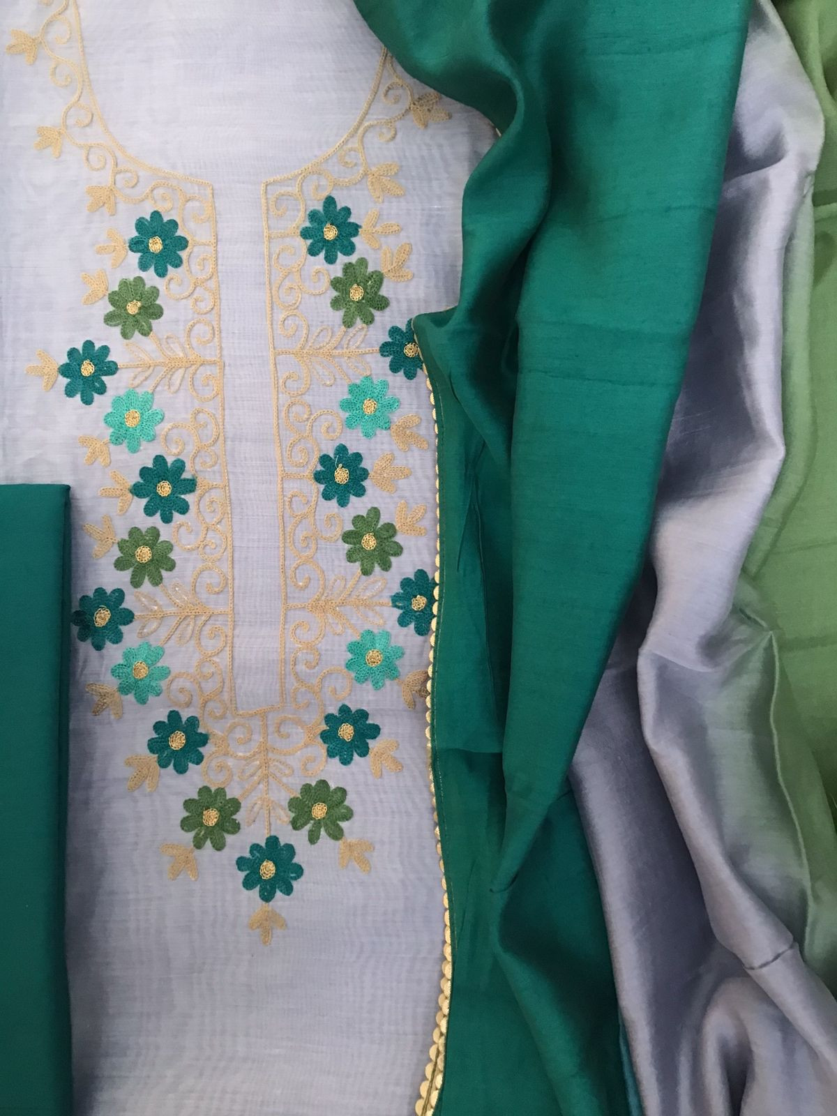 Soft Chanderi Embroidered Suit - Blue