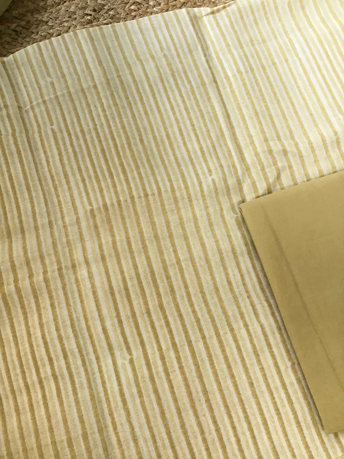 Pure Linen Jute Cotton Printed Embroidered Suit - Yellow